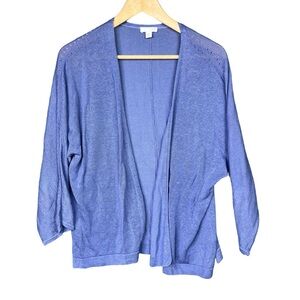 J. Jill Cardigan Sweater Linen Blend Open Front Purple Women Size XL
